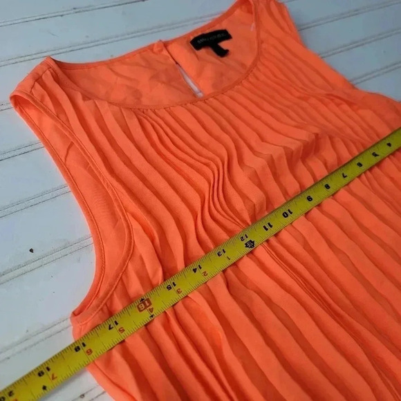 BANANA REPUBLIC $140 Tangerine Orange Pleated Belted Summer Dress Petite Sz 8P - Picture 8 of 14